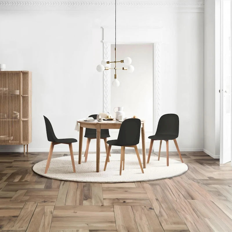 Ensemble de 2 chaises de salle à manger en plastique imitation bois pour événements, cuisine, bureau, jardin, terrasse, café