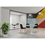 Ensemble de 2 chaises de salle à manger en plastique imitation bois pour événements, cuisine, bureau, jardin, terrasse, café