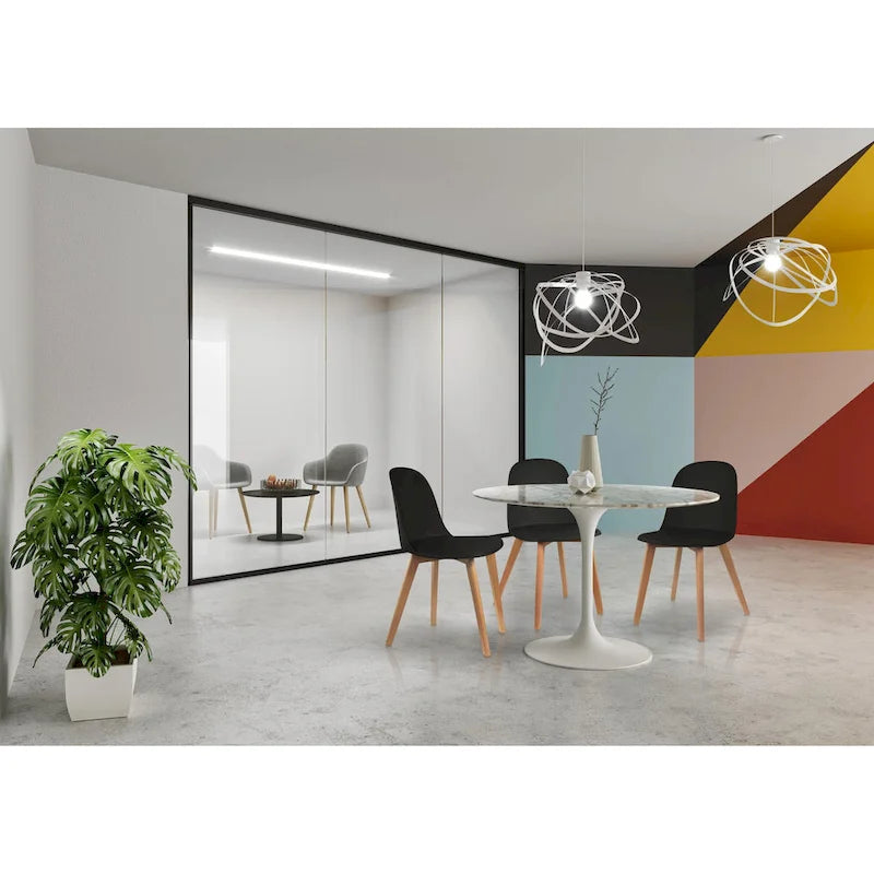 Ensemble de 2 chaises de salle à manger en plastique imitation bois pour événements, cuisine, bureau, jardin, terrasse, café