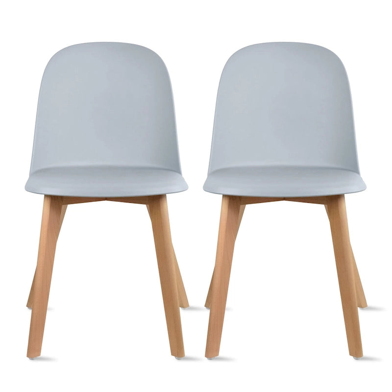 Ensemble de 2 chaises de salle à manger en plastique imitation bois pour événements, cuisine, bureau, jardin, terrasse, café