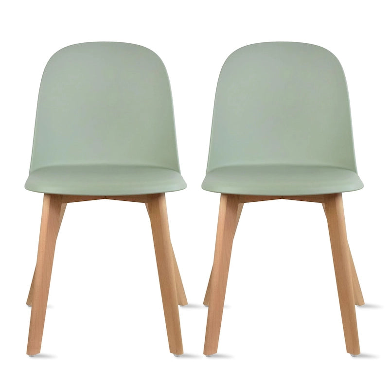 Ensemble de 2 chaises de salle à manger en plastique imitation bois pour événements, cuisine, bureau, jardin, terrasse, café