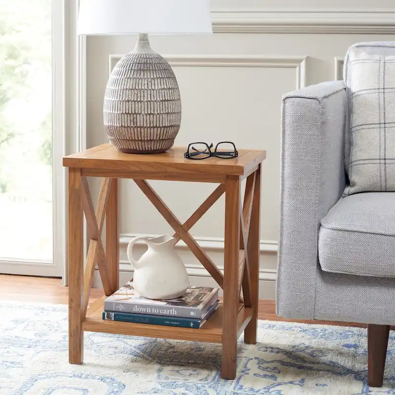 Table d'appoint SAFAVIEH Yasumi blanche à dossier croisé - 46 x 34 x 55 cm (18 po L x 13 po P x 22 po H)