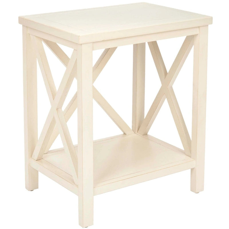 Table d'appoint SAFAVIEH Yasumi blanche à dossier croisé - 46 x 34 x 55 cm (18 po L x 13 po P x 22 po H)