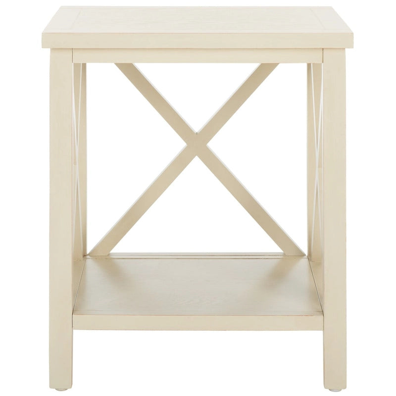 Table d'appoint SAFAVIEH Yasumi blanche à dossier croisé - 46 x 34 x 55 cm (18 po L x 13 po P x 22 po H)