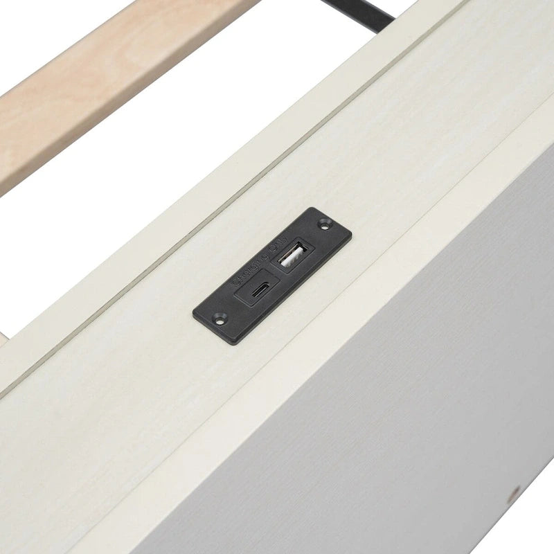 Cadre de lit plateforme double avec ports USB