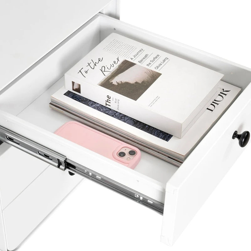 Table de chevet moderne en acier avec 3 tiroirs pour salon, chambre à coucher