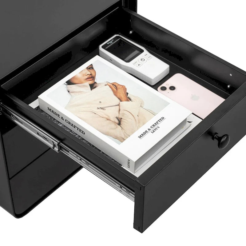 Table de chevet moderne en acier avec 3 tiroirs pour salon, chambre à coucher