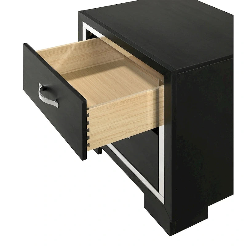 Ensemble de chambre à coucher Pedro 3 pièces en velours noir capitonné