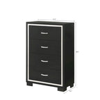 Ensemble de chambre à coucher Pedro 3 pièces en velours noir capitonné