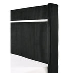 Ensemble de chambre à coucher Pedro 3 pièces en velours noir capitonné