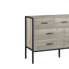 Commode moderne rustique en bois gris avec tiroirs, 48,58