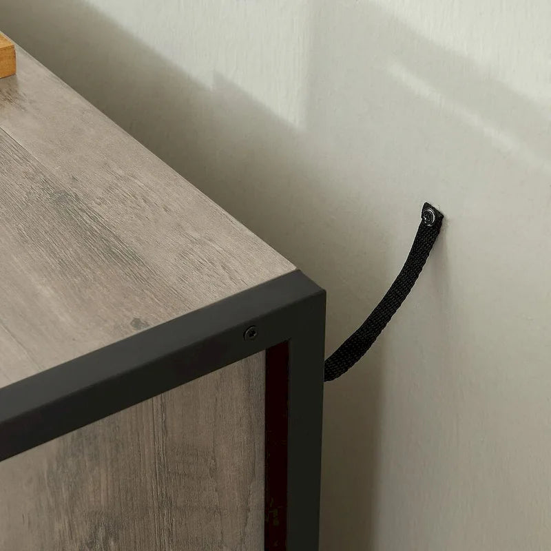 Commode moderne rustique en bois gris avec tiroirs, 48,58