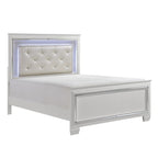 Noah Contemporary Queen Bed, LED Backlit Crystal Tufted Headboard, White