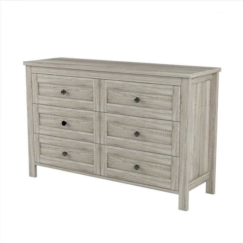 Commode en bois de style ferme rétro avec 6 tiroirs, meuble de rangement pour chambre à coucher
