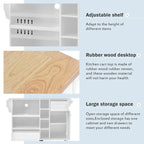 Îlot de cuisine à roulettes, meuble de rangement, plateau en bois massif