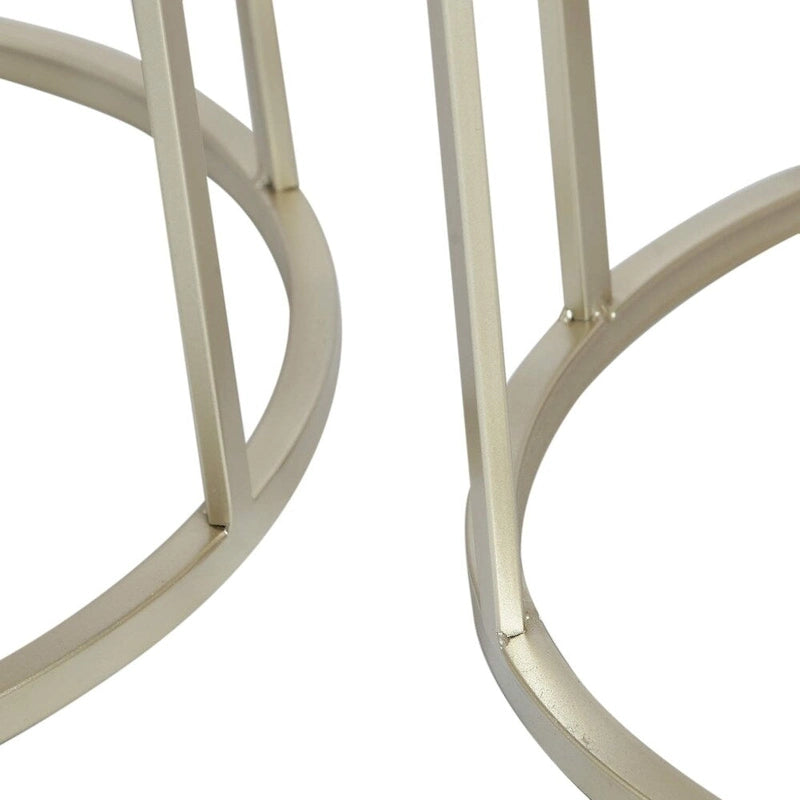 Adeco FT0254 Repose-pieds rond empilable, pieds en acier, hauteur 43 cm, lot de 2 poufs et poufs de rangement, gris clair