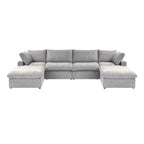 Canapé d'angle convertible modulable 6 places en forme de U pour salon