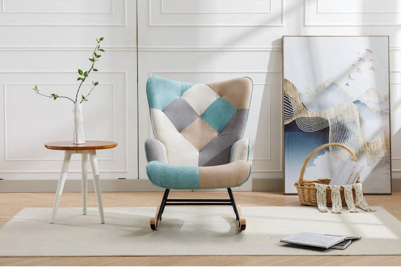 Modern Patchwork Accent Chair for Living Room Bedroom Studio