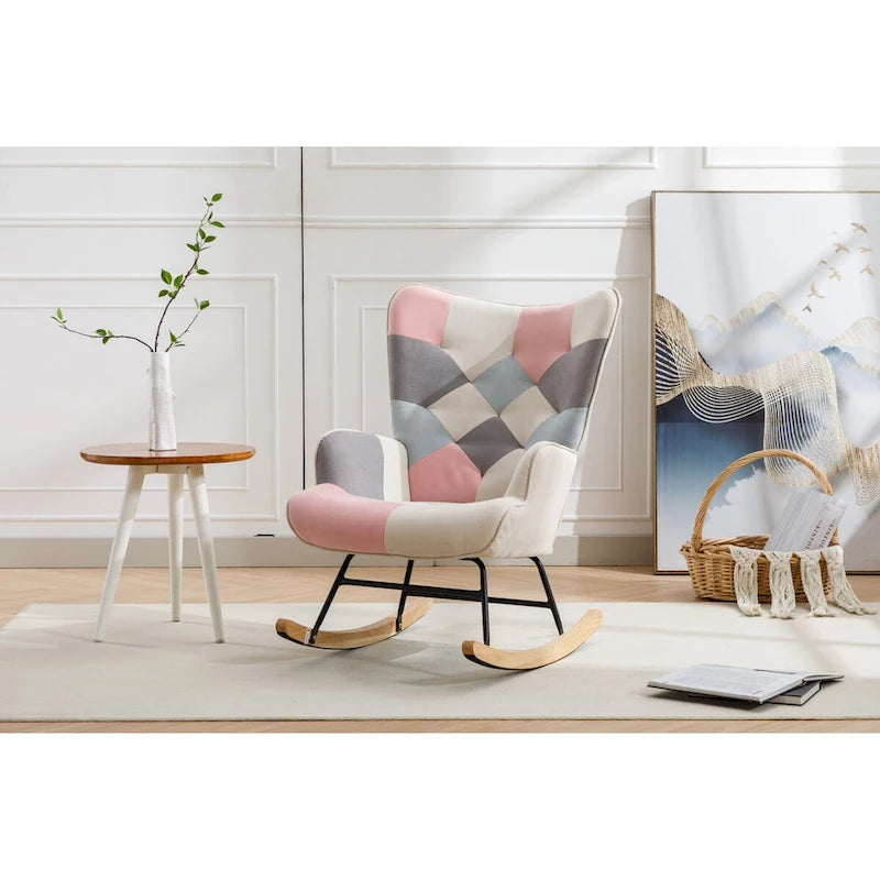 Fauteuil d'appoint patchwork moderne pour salon, chambre ou studio
