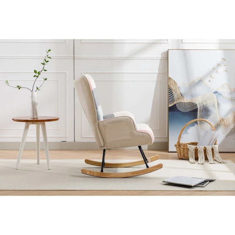 Fauteuil d'appoint patchwork moderne pour salon, chambre ou studio