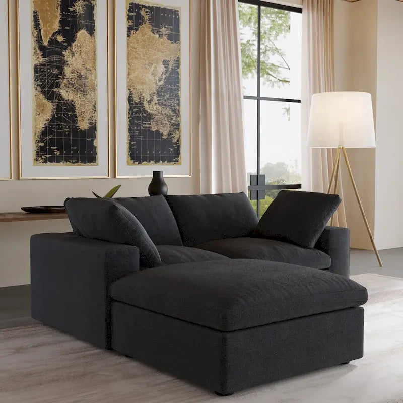 Canapé d'angle modulable convertible en forme de L avec assise de rangement