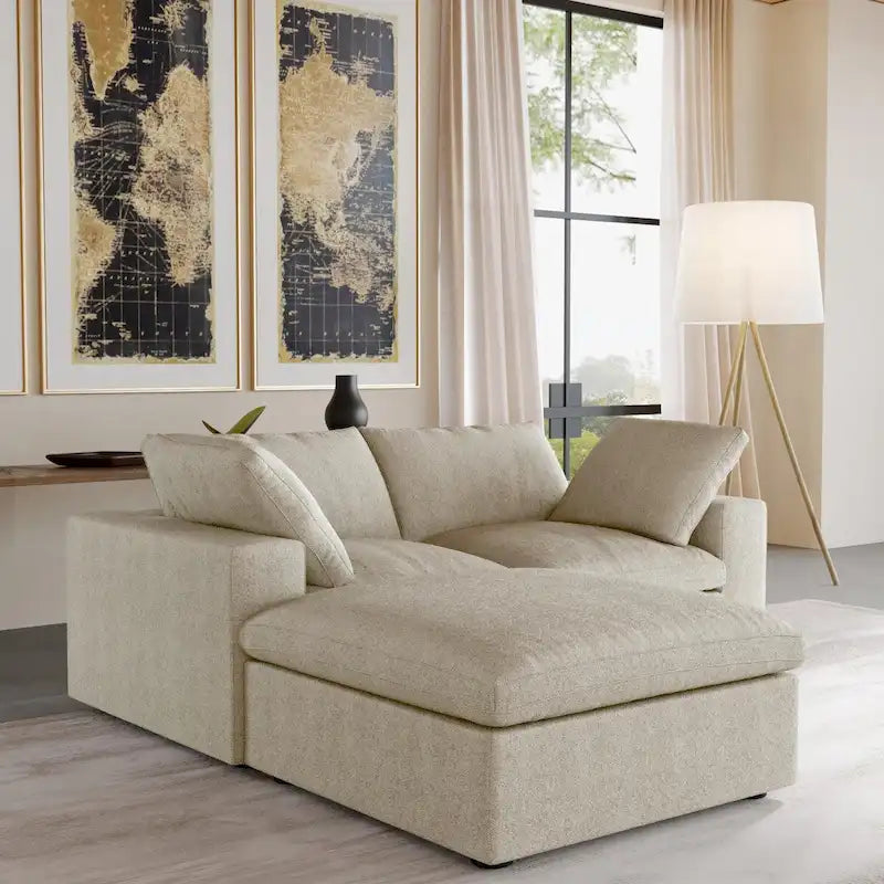 Canapé d'angle modulable convertible en forme de L avec assise de rangement