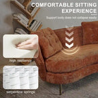 Canapé deux places en velours avec pieds en métal doré pour salon