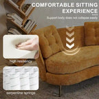 Canapé deux places en velours avec pieds en métal doré pour salon