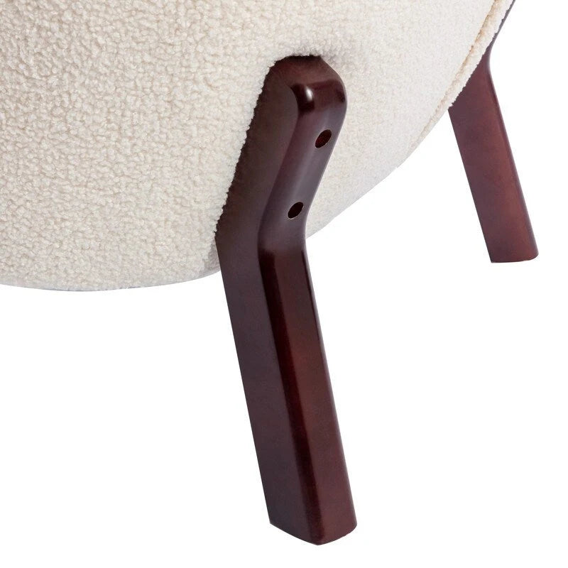 Fauteuil d'appoint, fauteuil sans accoudoirs rembourré en peau d'agneau sherpa, fauteuil de lecture moderne pour salon, avec pieds en bois
