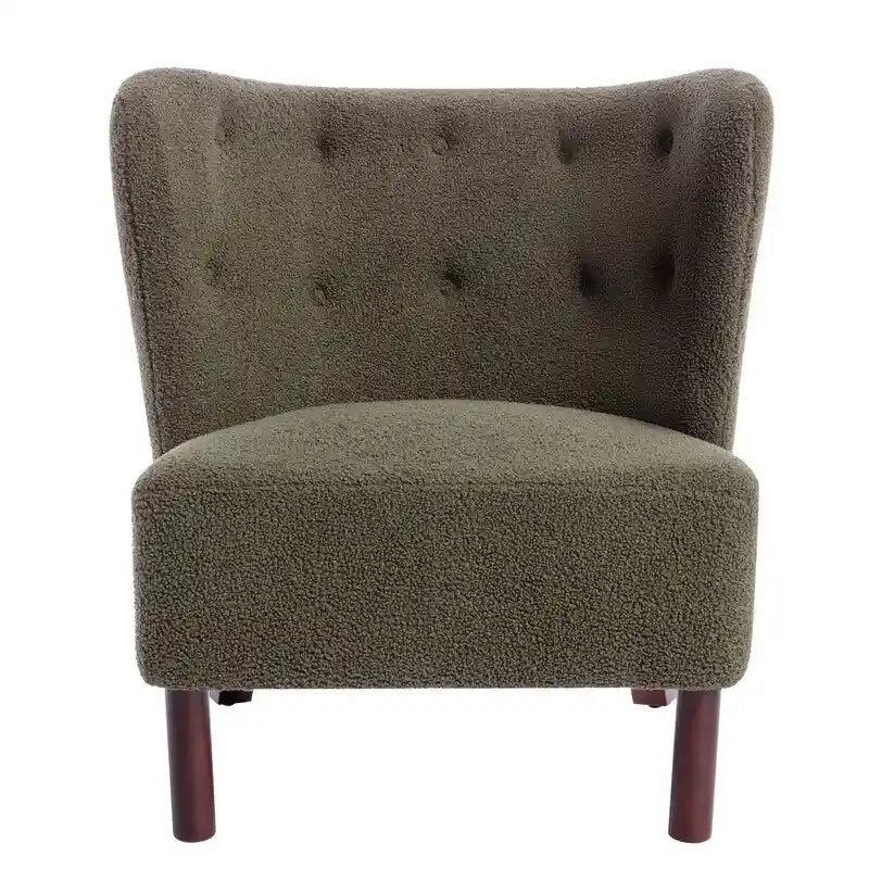Fauteuil d'appoint, fauteuil sans accoudoirs rembourré en peau d'agneau sherpa, fauteuil de lecture moderne pour salon, avec pieds en bois