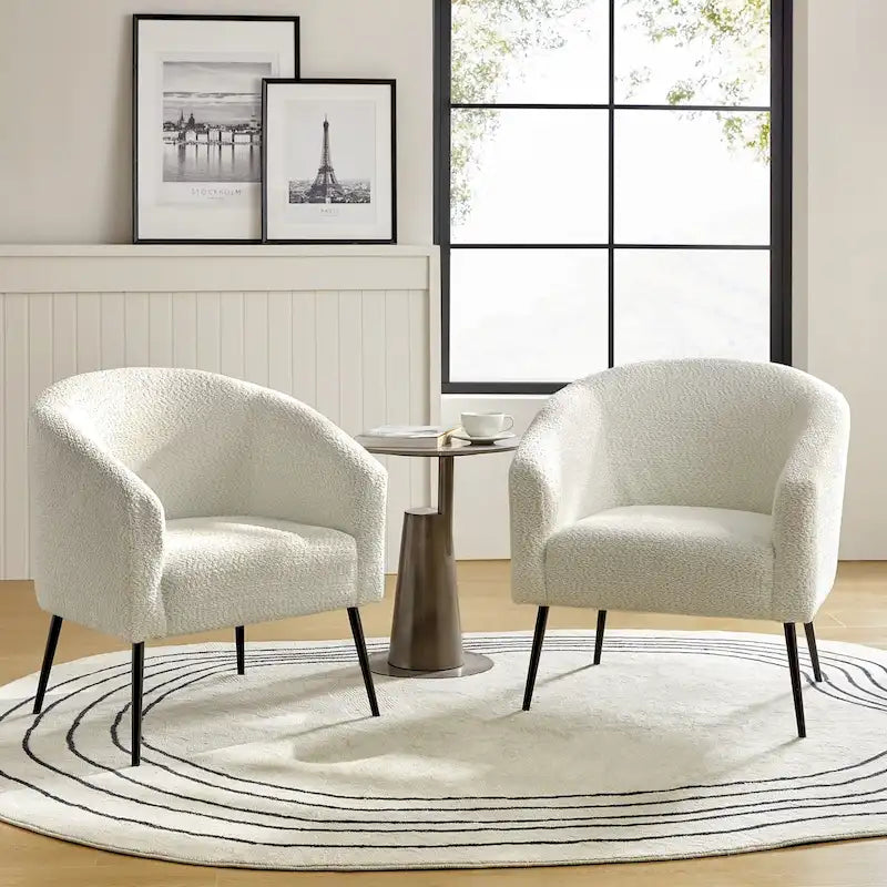 Fauteuil Hal Modern Boucle avec pieds en métal, lot de 2, par HULALA HOME