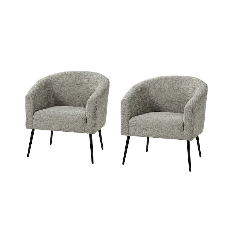 Fauteuil Hal Modern Boucle avec pieds en métal, lot de 2, par HULALA HOME