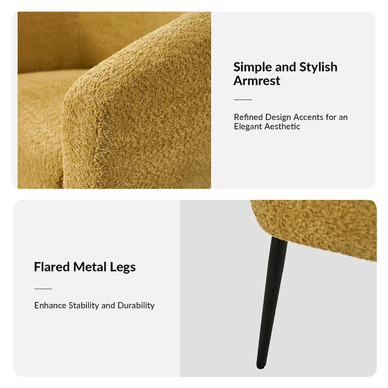 Fauteuil Hal Modern Boucle avec pieds en métal, lot de 2, par HULALA HOME