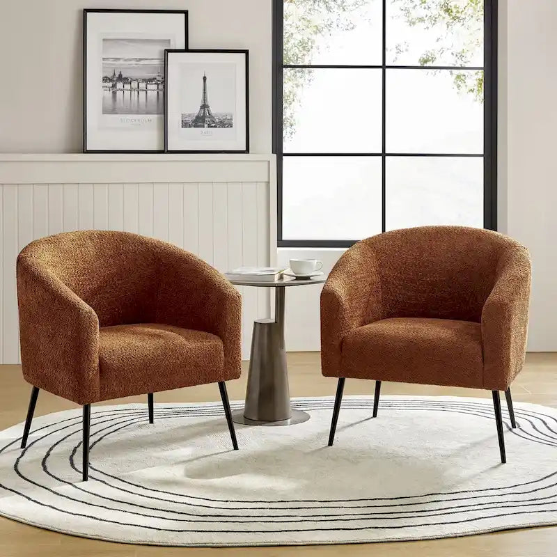 Fauteuil Hal Modern Boucle avec pieds en métal, lot de 2, par HULALA HOME