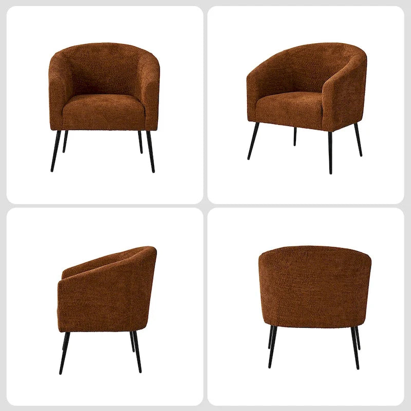 Fauteuil Hal Modern Boucle avec pieds en métal, lot de 2, par HULALA HOME