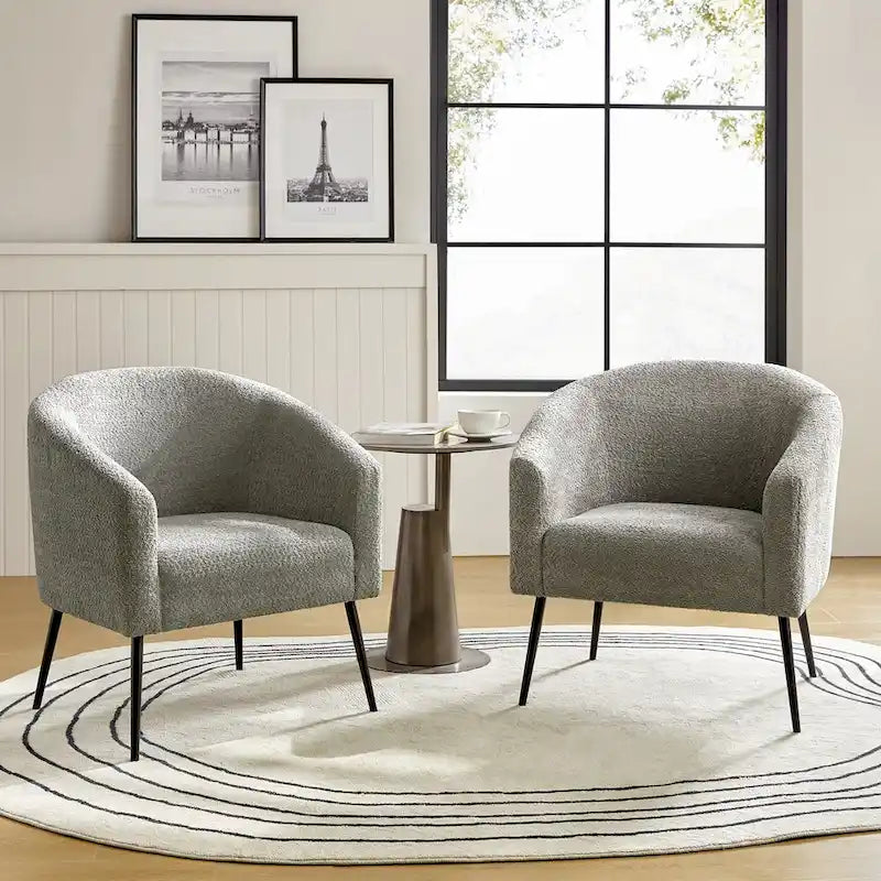 Fauteuil Hal Modern Boucle avec pieds en métal, lot de 2, par HULALA HOME