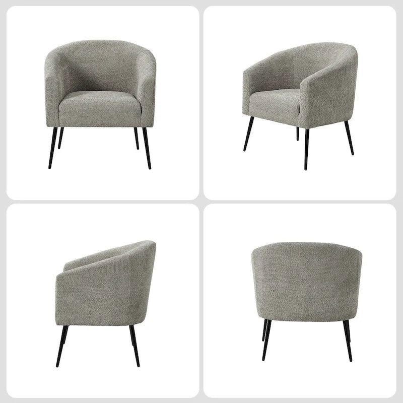 Fauteuil Hal Modern Boucle avec pieds en métal, lot de 2, par HULALA HOME
