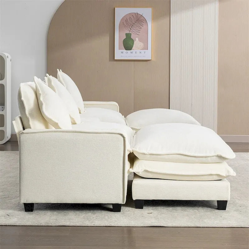 Canapé d'angle en chenille de 112,6 pouces avec deux poufs amovibles