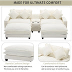 Canapé d'angle en chenille de 112,6 pouces avec deux poufs amovibles