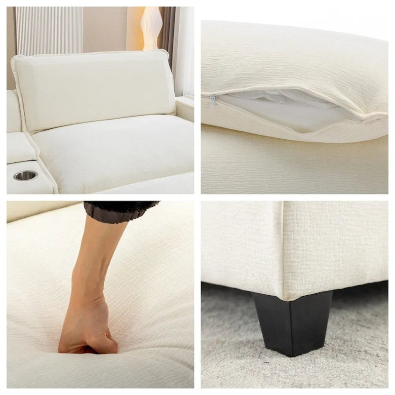 Canapé d'angle en chenille de 112,6 pouces avec deux poufs amovibles