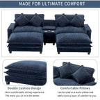 Canapé d'angle en chenille de 112,6 pouces avec deux poufs amovibles