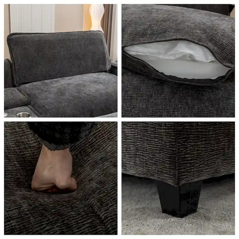 Canapé d'angle en chenille de 112,6 pouces avec deux poufs amovibles