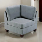 Remy 32 Inch Modular Corner Sofa Chair, Soft Gray Chenille, Solid Wood