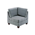 Fauteuil d'angle modulaire Remy 81 cm, chenille gris clair, bois massif