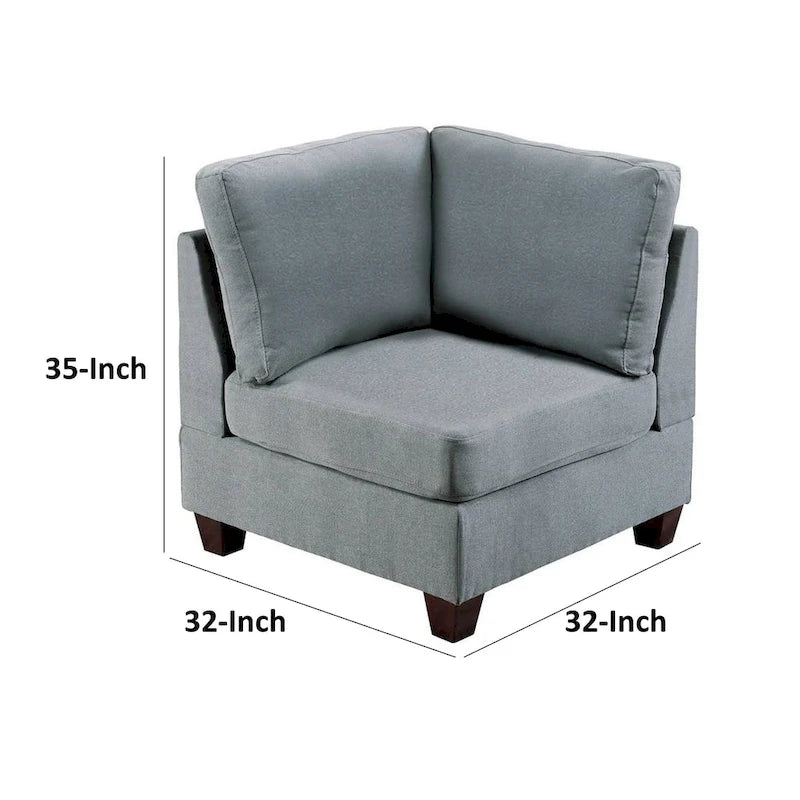 Fauteuil d'angle modulaire Remy 81 cm, chenille gris clair, bois massif