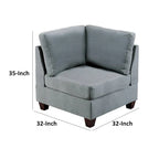 Fauteuil d'angle modulaire Remy 81 cm, chenille gris clair, bois massif