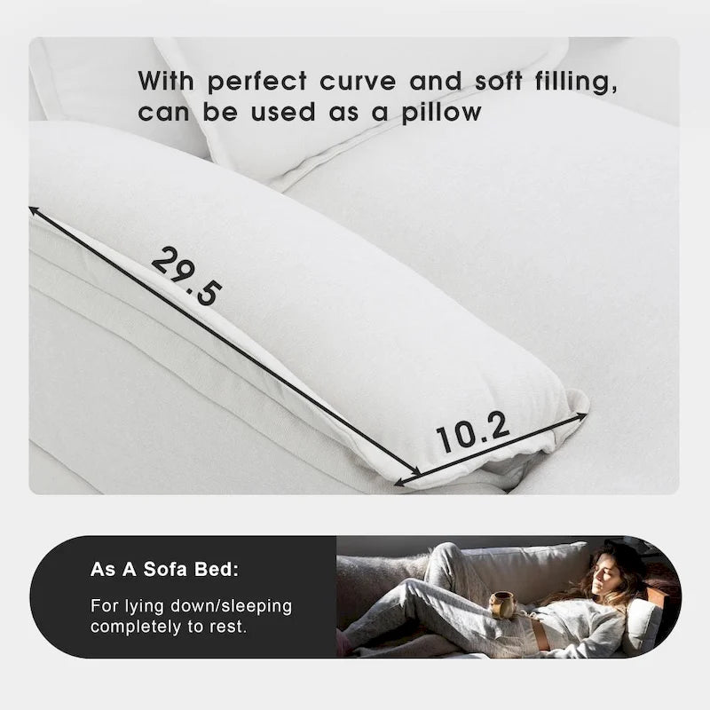 Canapé d'angle moderne en forme de U 110 x 55 cm avec coussins lombaires, canapé symétrique rembourré 6 places