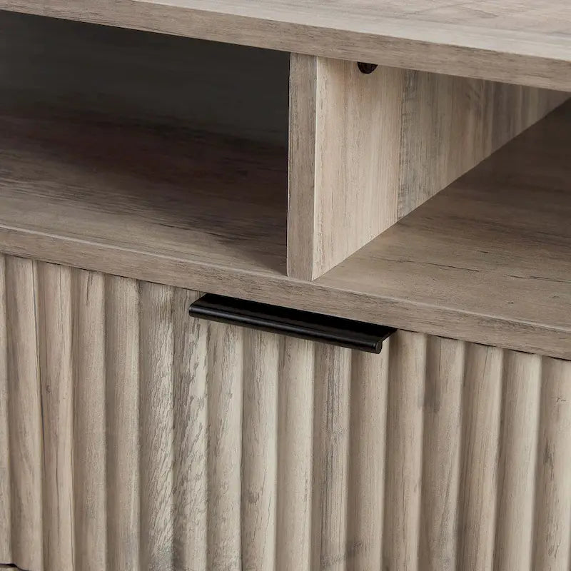 Meuble TV Manhattan Comfort Dumbo de style moderne du milieu du siècle avec 6 étagères