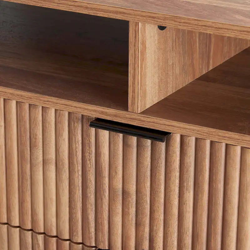 Meuble TV Manhattan Comfort Dumbo de style moderne du milieu du siècle avec 6 étagères