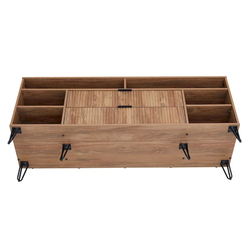 Meuble TV Manhattan Comfort Dumbo de style moderne du milieu du siècle avec 6 étagères